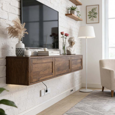 Floating TV Stand, Wall Mounted TV Shelf with Led Lights