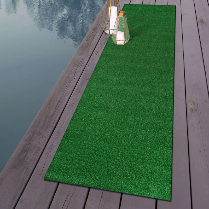 Artificial Turf Solid Grass Indoor Outdoor Area Rug, Runner 2'7" x 10'