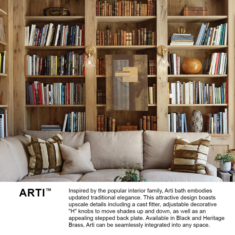 Arti 16-in Adjustable Two Light Bath Vanity with Cased Opal Shade, Black