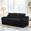 Canapé-causeuse avec mousse à mémoire de forme et structure en acier - sans assemblage, conception convertible 2-en-1, tissu en velours côtelé - canapé compact pour les petits espaces, les appartements, le bureau à domicile et la chambre à coucher (noir)-708000092