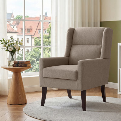 Fauteuil d'appoint rembourré en polyester à haut dossier avec ressorts à arc