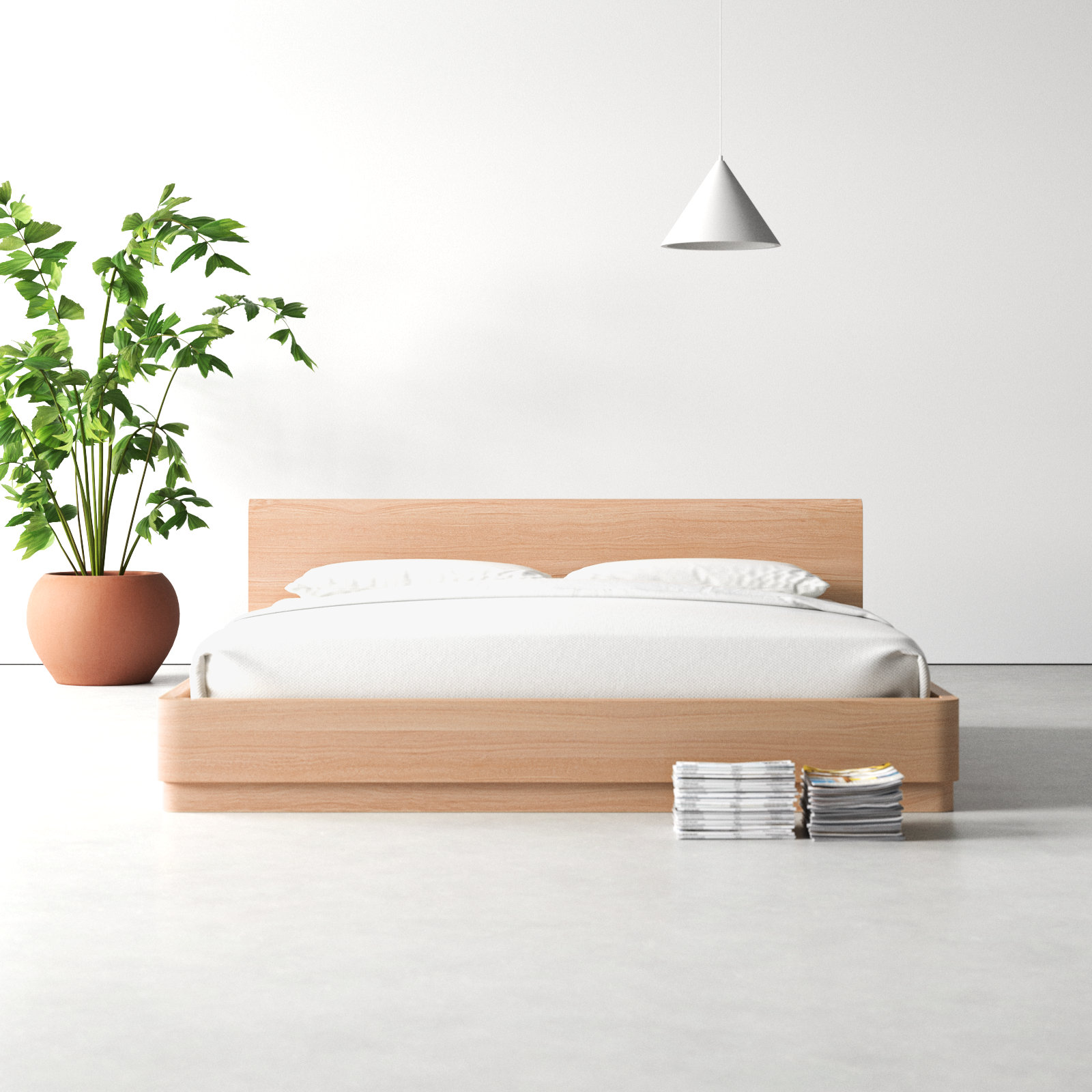 Mille Platform Bed, King, Oak