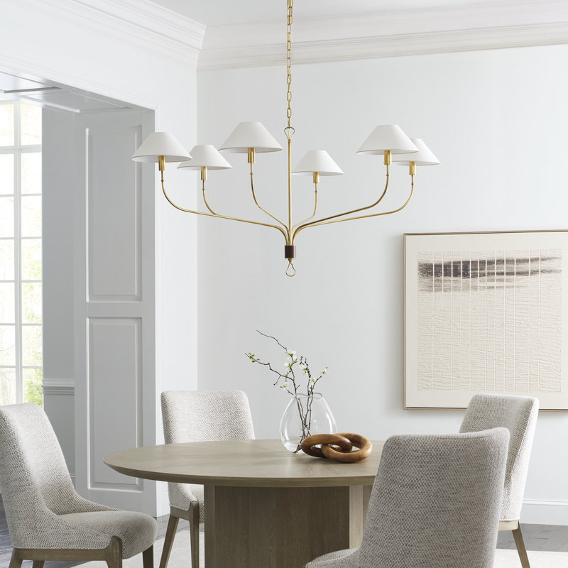 Griffin 6 - Light Chandelier, Hand-Rubbed Antique Brass