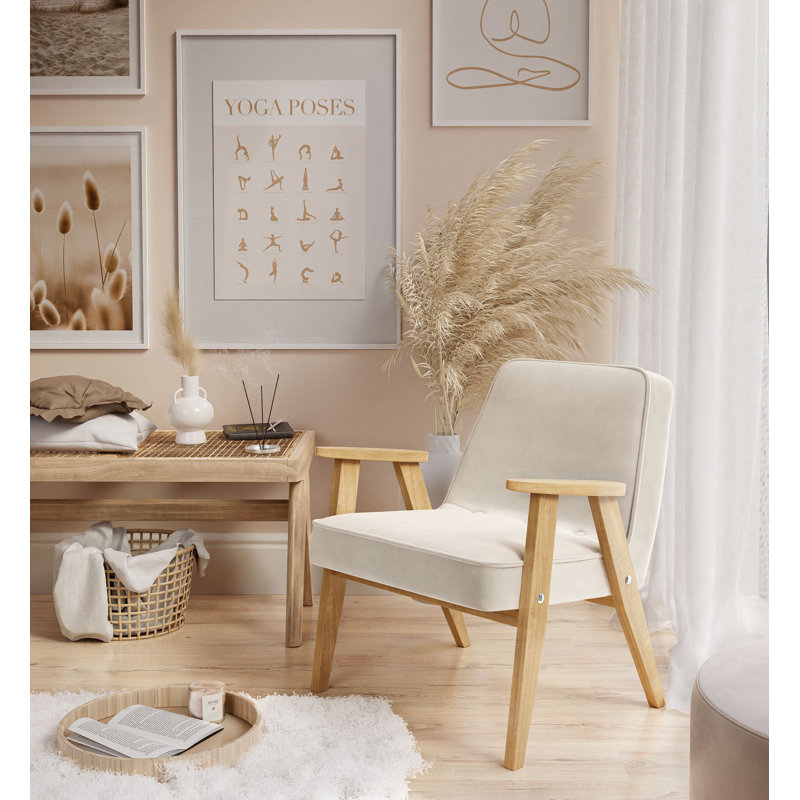 Ora Upholstered Armchair, Light Cream
