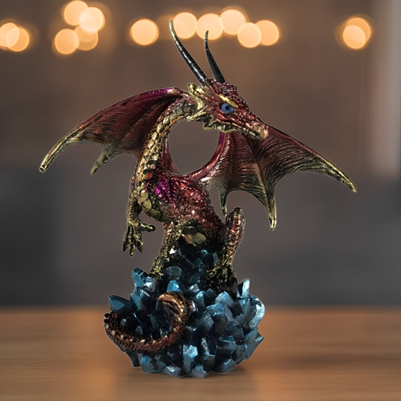Figurine dragon rouge sur glaçon 5,25 "H
