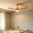 47.2in Ceiling Fan Light 3 Blade Fandelier with Lamp 3 Color LED Ceiling Fan Fixture with Remote Control for Bedroom Living Room Indoor Use
