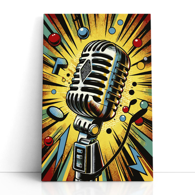 Microphone - Canvas Print Wall Art, 18" H x 12" W
