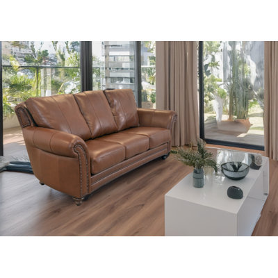 Stephie 90" Genuine Leather Rolled Arm Sofa