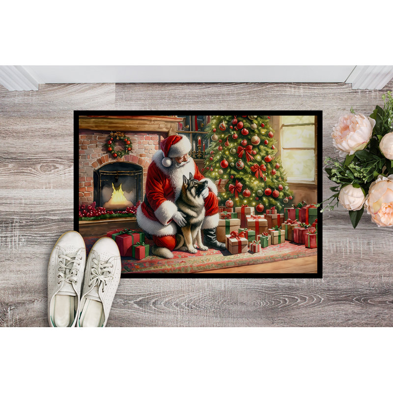 Paillasson Elkhound et père Noël, L 24 po x L 36 po