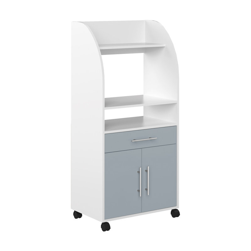Seyma Wood Kitchen Cart, White/Grey