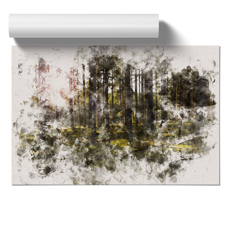 Sunlight Forest Watercolour - Frameless Print, 21cm H x 30cm W x 0.1cm D