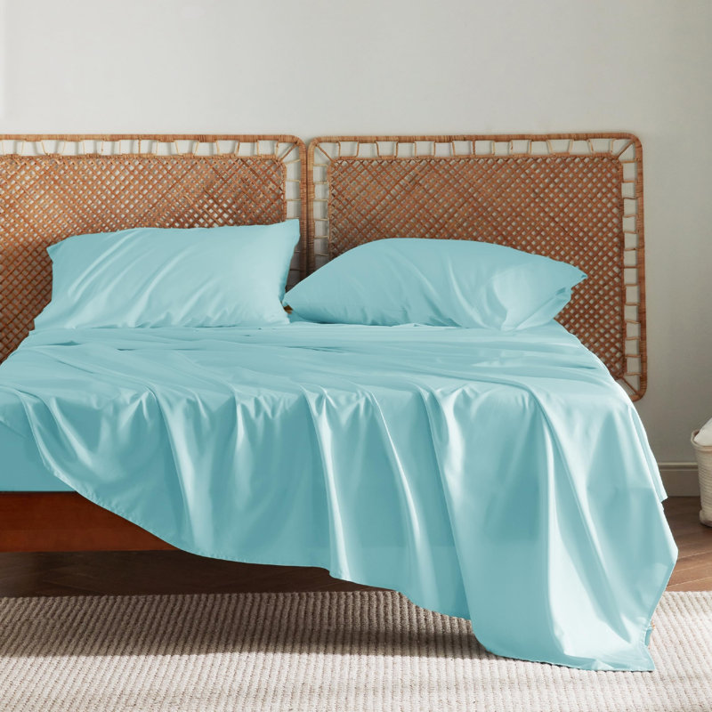Essential Collection Cooling Rayon Derived from Bamboo Sheet Set, Blue Tint, King Sheet Set with 2 Pillowcases
