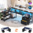 Joinvil L-Shaped Computer Desk  with Drawers and Monitor Shelf, Gaming Desk with RGB LED Lights & USB Ports-1211116019-1214363794