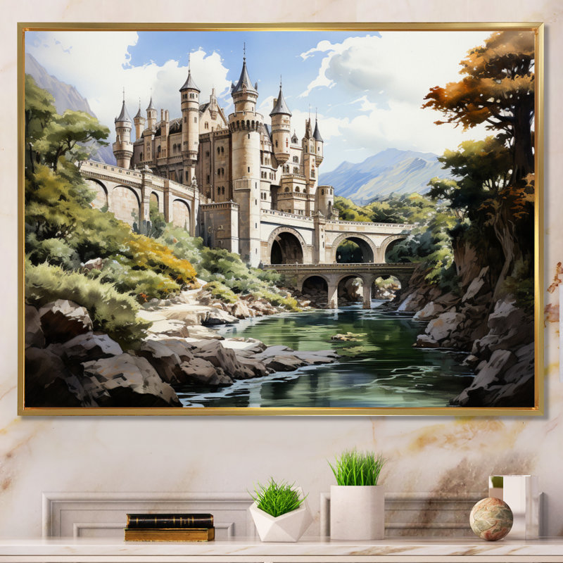 Marlyna " Fortresses Majestic Guardians XI ", H 24 po x l 32 po, Cadre flottant doré
