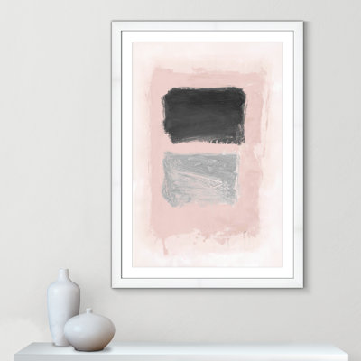 Vedaline Thomasin rose, noir et argent chatoyant I encadré sur papier par impression