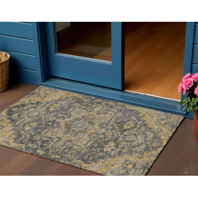 Tapis d'intérieur lavable gris anthracite et argent 3 pi x 5 pi