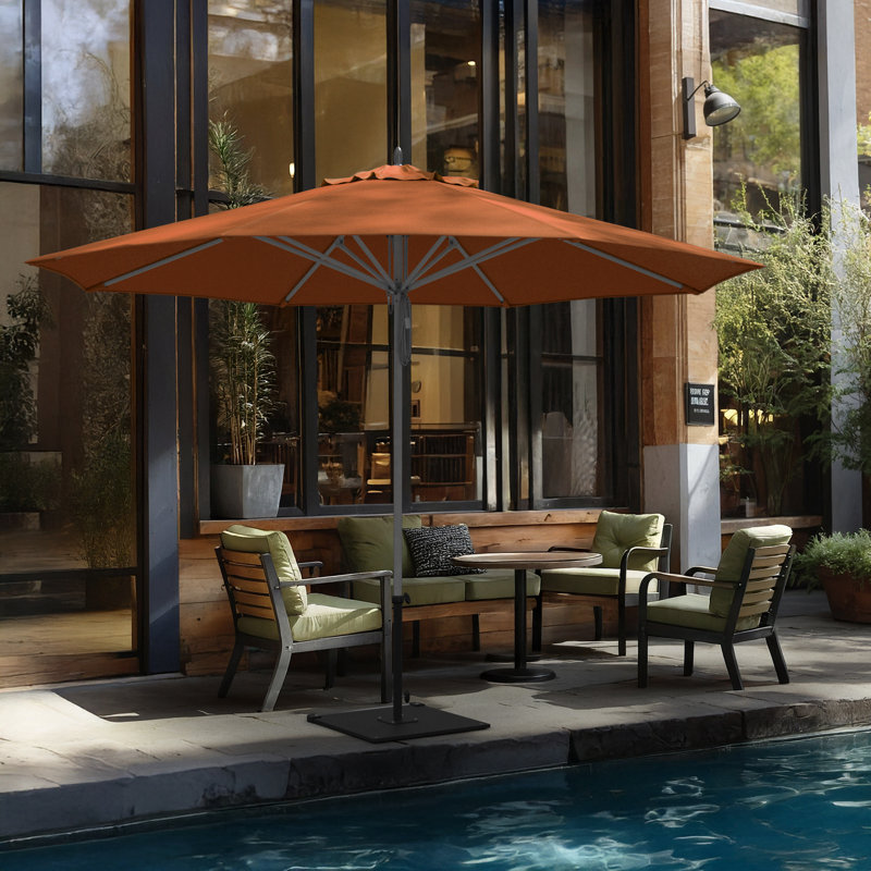 Parasol de patio en bois gris en aluminium 11 pi, Orange