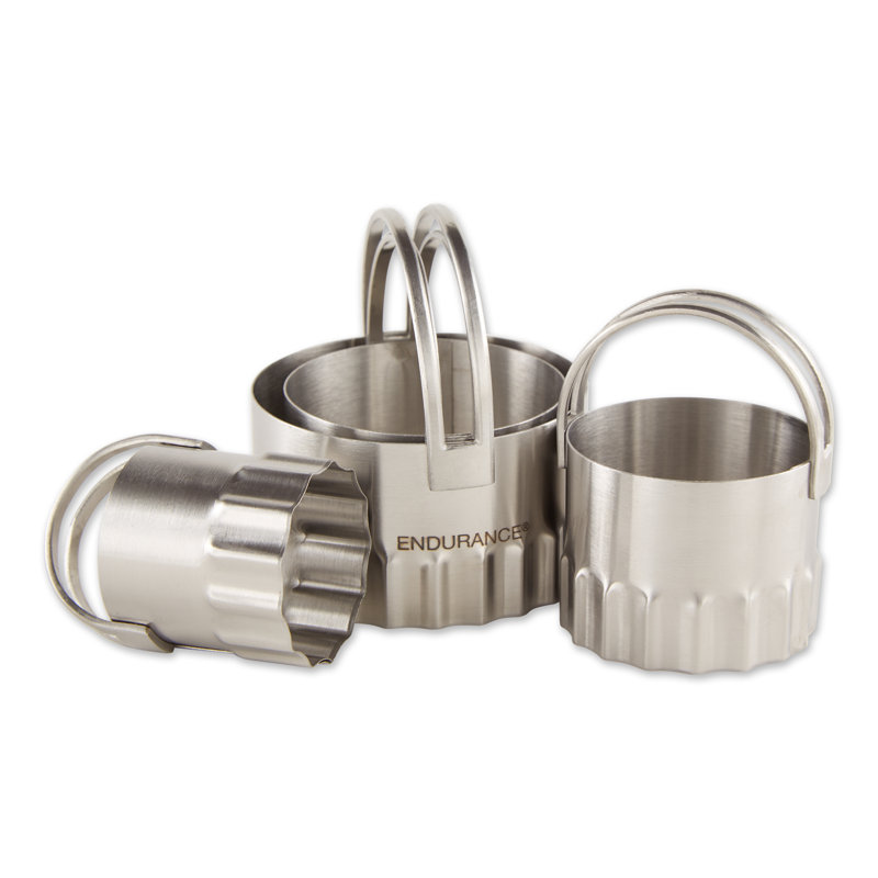 Stainless Steel Rippled Round Biscuit Cutters Set of 4