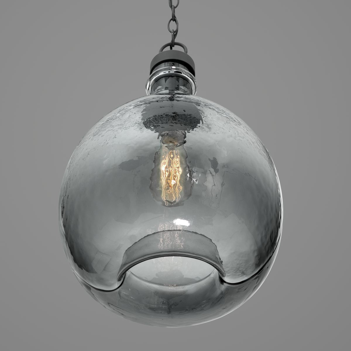Rochester Single Light Glass Dimmable Pendant, Graphite