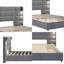 Structure de lit tapissier grand format avec tête de lit large en velours, applique murale intégrée et port USB - Lit moderne avec dossier rembourré, aucun sommier requis