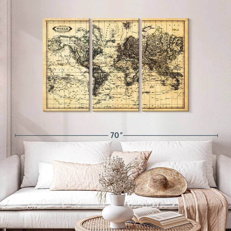Carte de la carte du monde Aliaz, H 32 po x l 50 po