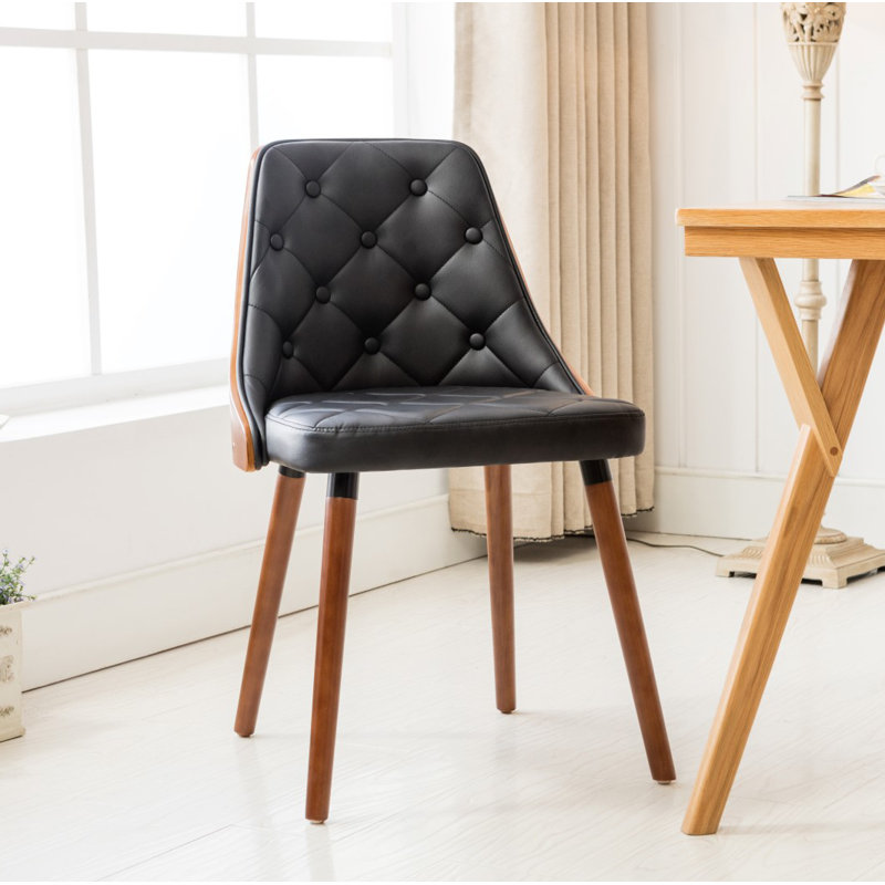 Gracelynn 17.72'' H Tufted Faux Leather Upholstered Side Chair, Black