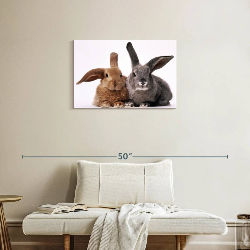 Brown And Gray Bunnies, 20" H x 30" W