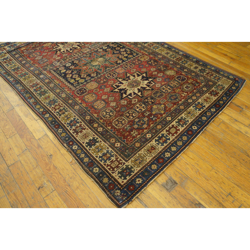 Hand Knotted Wool Geometric Area Rug in Pink
