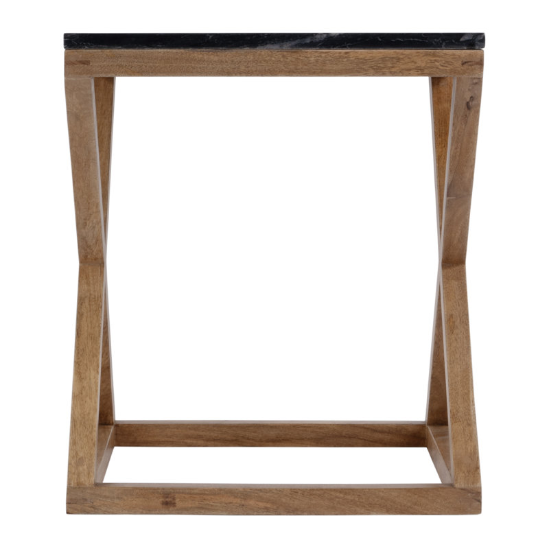 Braylon Marble & Wood End Table, Black/Walnut