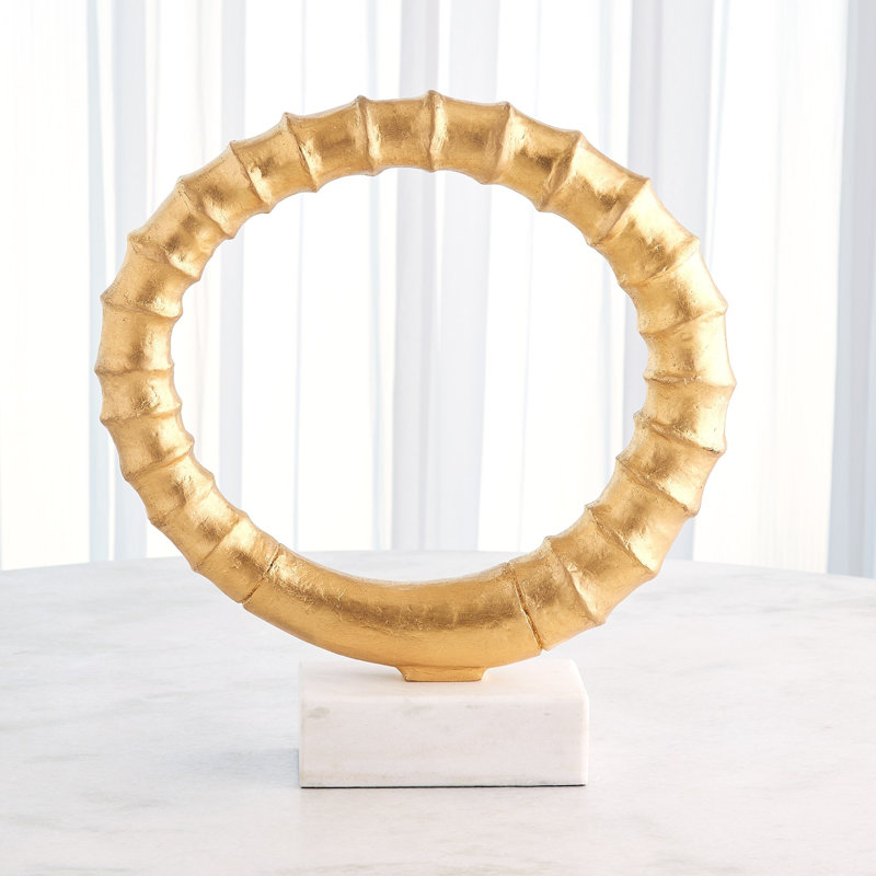 Infinity Horn Sculpture-Bronze, White/Gold