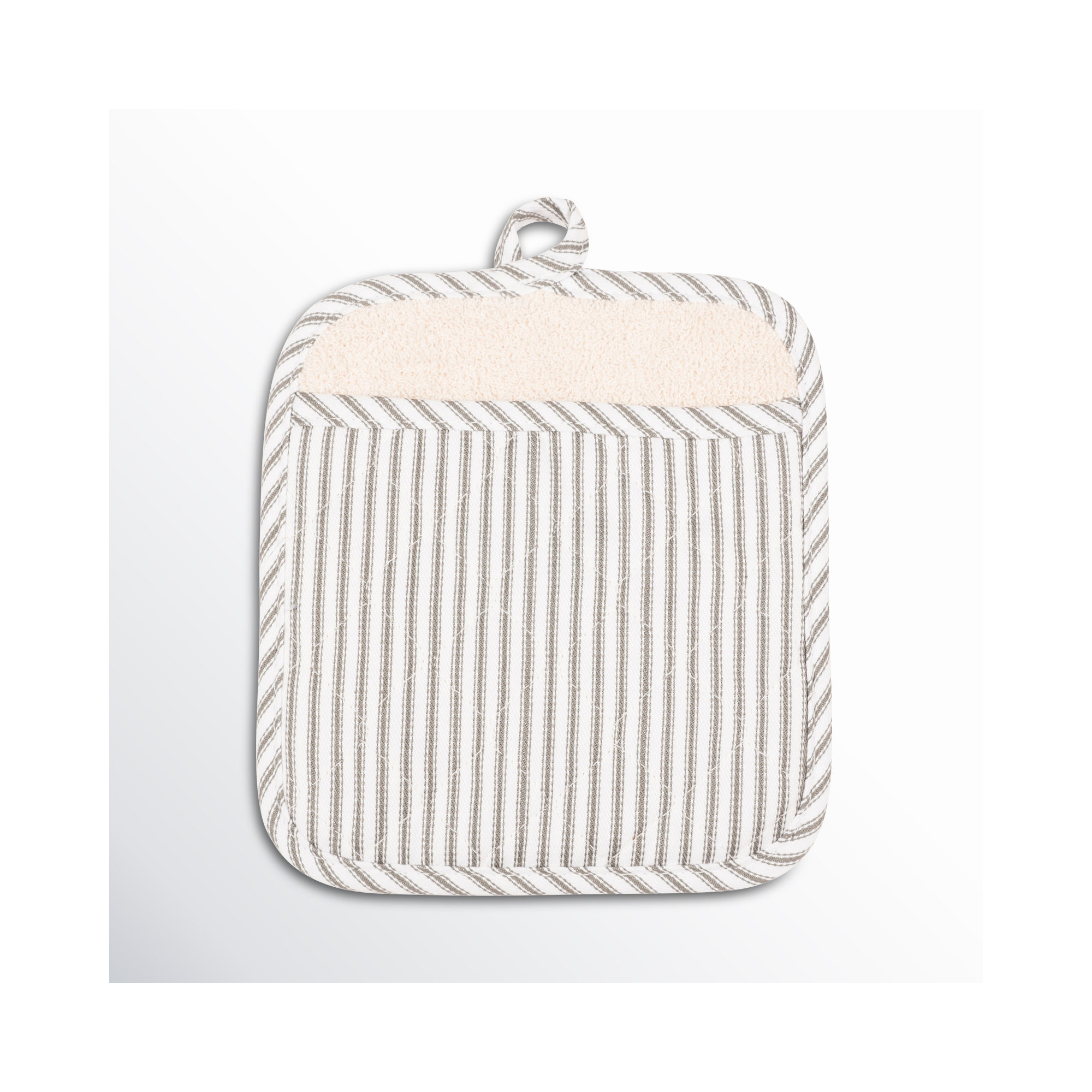 Lockland Striped 100% Cotton Potholder, Pewter