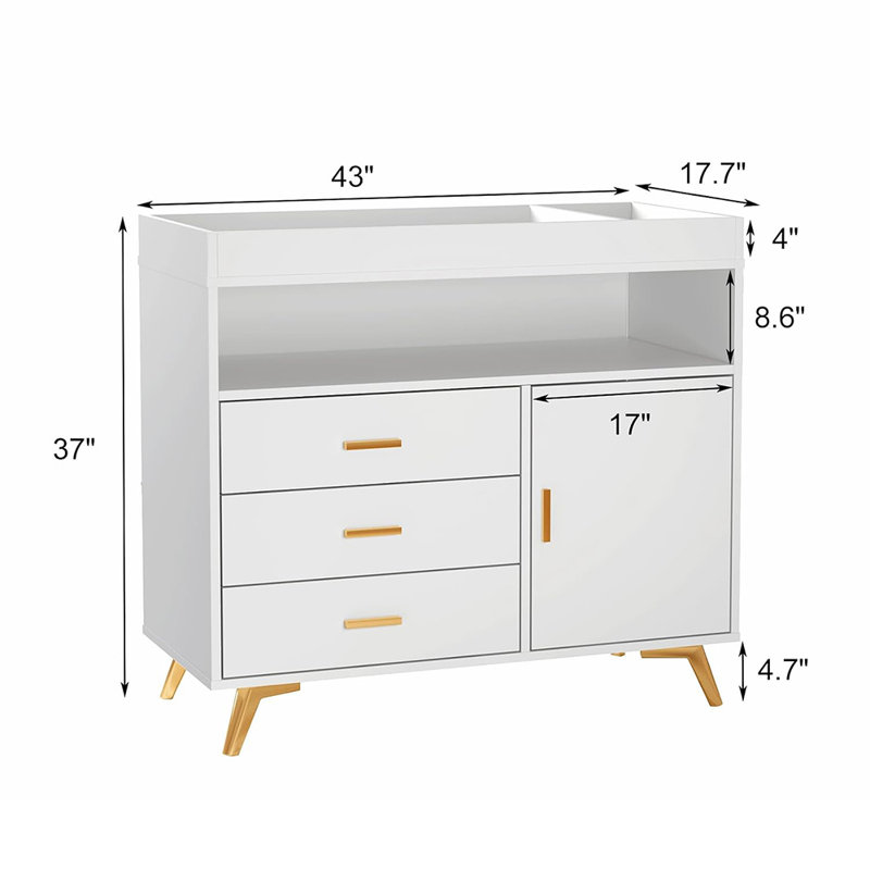 Commode 3 tiroirs, table à langer pour bébés