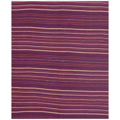 Tapis Kilim turc moderne à rayures multicolores des années 1950, petit format (168 x 201 cm).