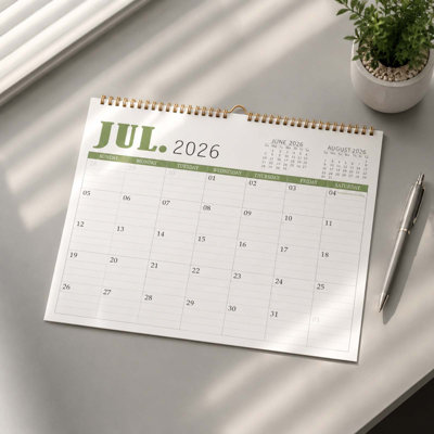 18 Monthly Wall Calendar From July 2026 To December 2027 2026-2027 English Planner Calendar With Monthly  Large  For Notes Home Office School Organize