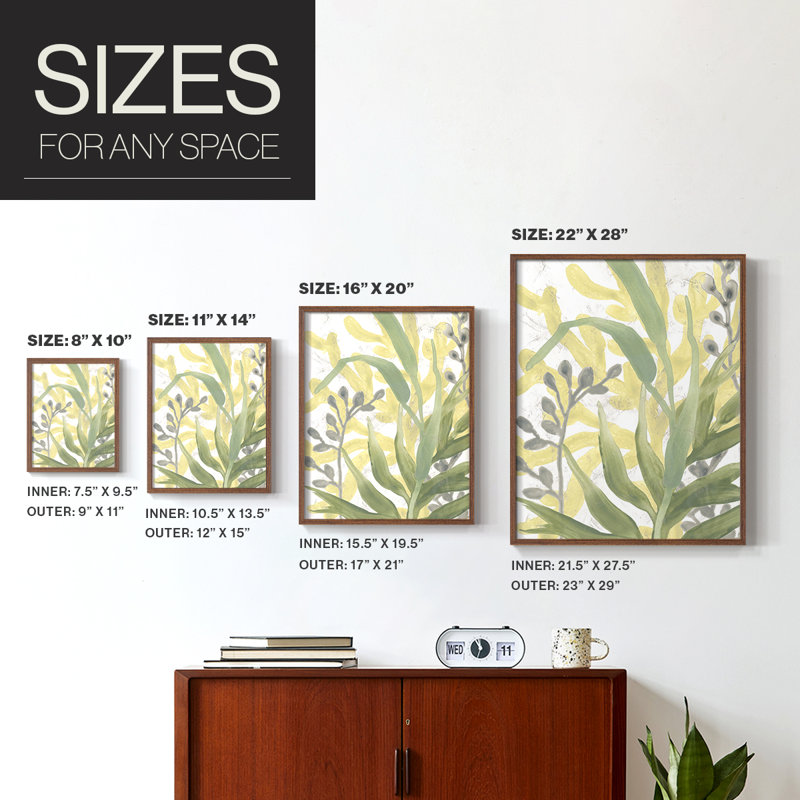 Sea Grass Fresco I, reproduction encadrée - bois massif, Cadre photo brun simple, H 20 po x l 16 po