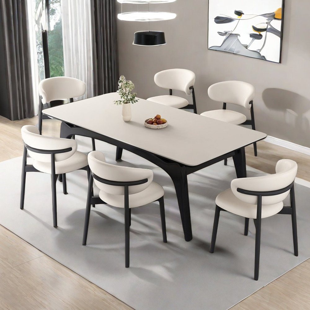 Lane Design Modern Minimalism Rectangle Dining Table Sets 7 Piece