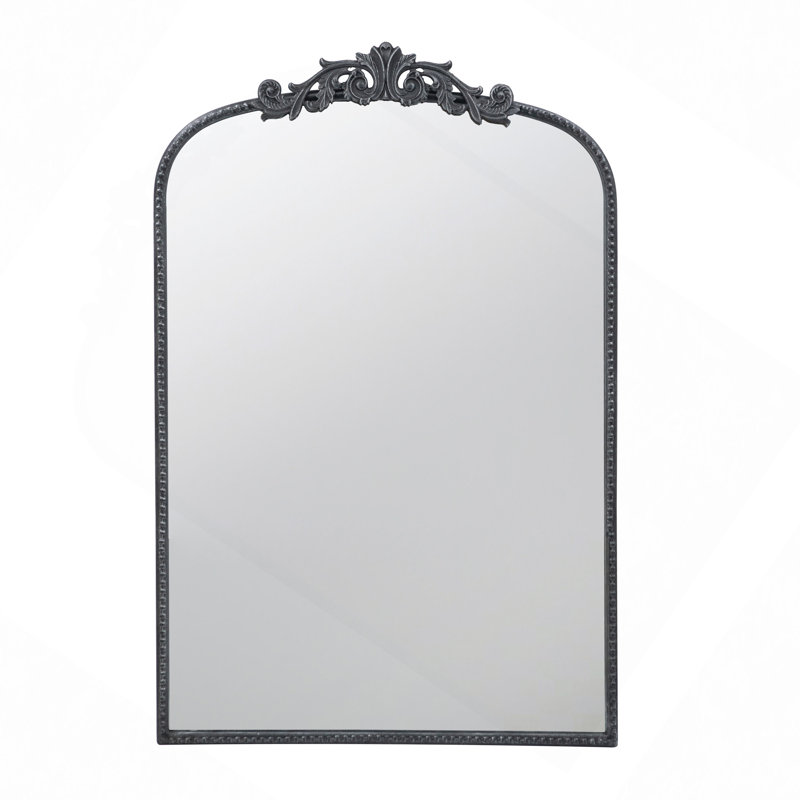 Classic Design Mirror With And Baroque Inspired Frame For Bathroom, Entryway Console Lean Against Wall, Black, 36" x 24"