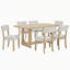Ensemble de table de salle à manger 7 pièces pour 6 tables de 57 pouces avec 6 chaises rembourrées en lin, style japonais-133467119