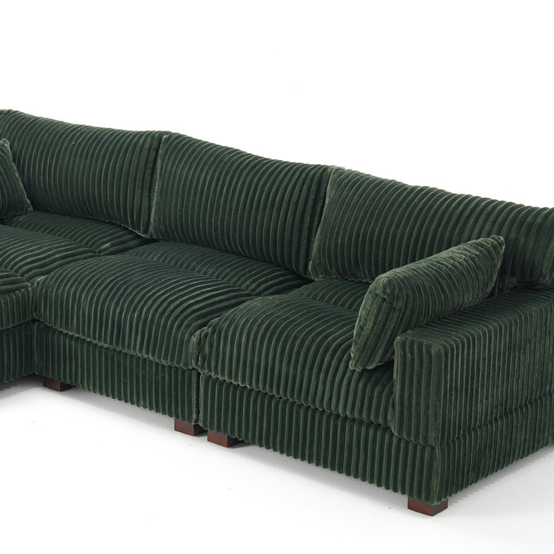 Canapé modulaire réversible 3 pièces rembourré en fausse fourrure de lapin avec 3 coussins, Orienté à gauche (vu de face)