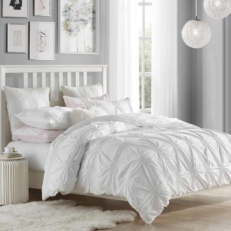 Microfiber Duvet Cover Set, White, Queen Duvet Cover + 2 Shams