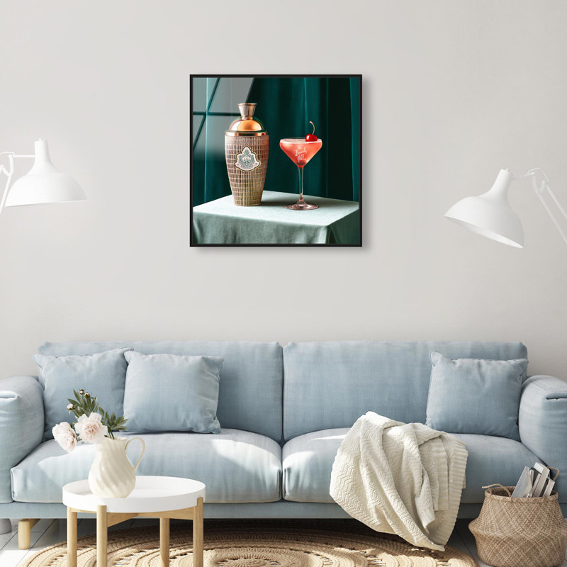 Oliver Gal Beverly Hills Cocktail Glam Bar - Framed Acrylic Glass Wall Art, 24" H x 24" W, Black