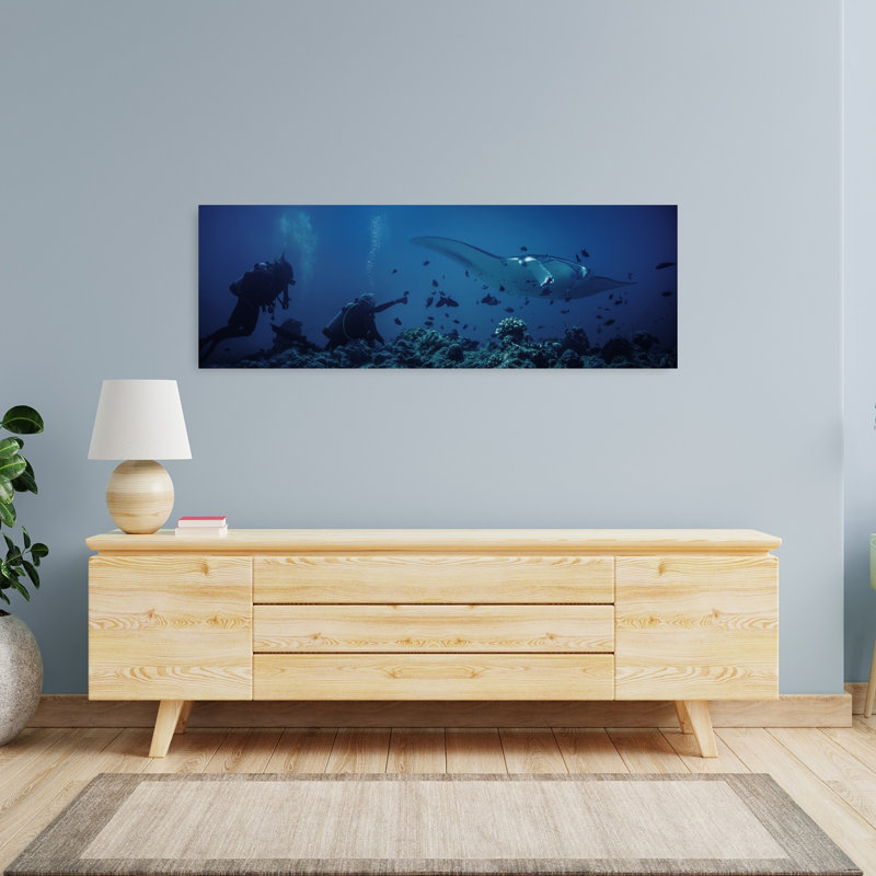 Art mural tropical, océan serein contemporain, H 16 po x l 48 po