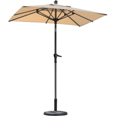 PURPLE LEAF 48“×72” Small Rectangle Crank and Tilt Table Outdoor Market Beige Umbrella Without Base