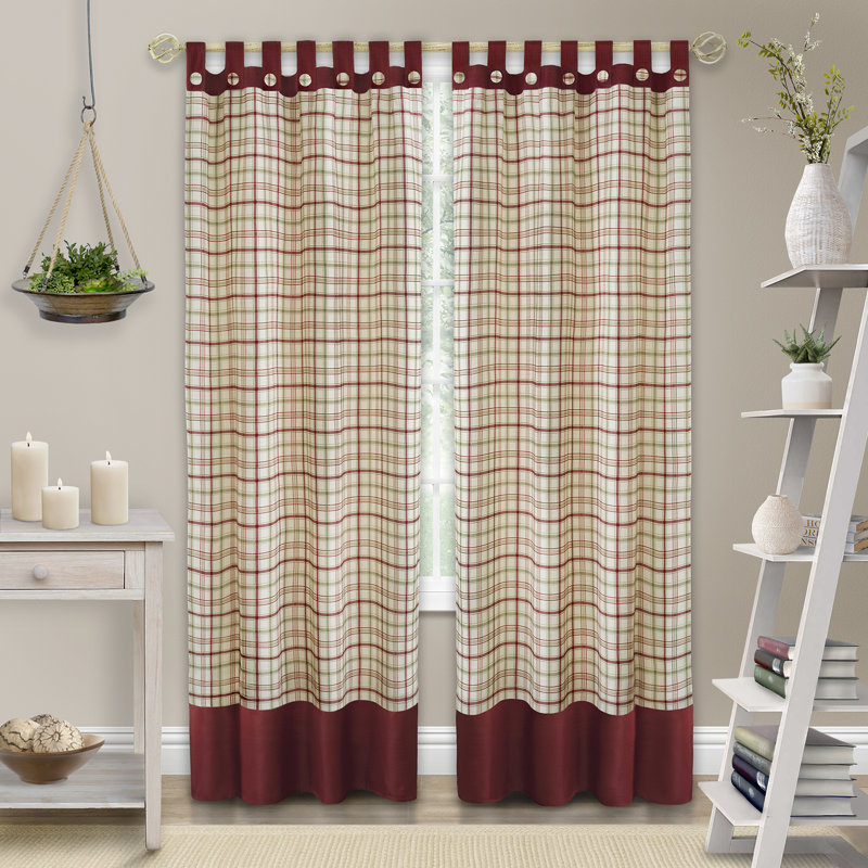 Panneau de rideau simple semi-transparent Madelia, L 52 po x L 63 po, Bourgogne