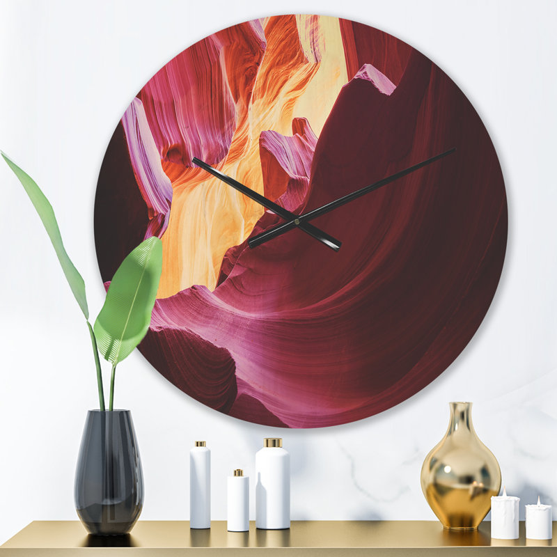 Horloge murale mauve en bois d'antilope, Moyenne