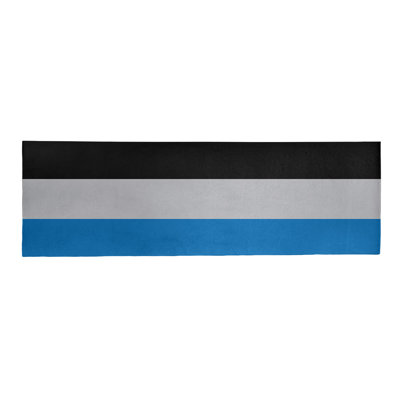 Tapis bleu/argent/noir rayé