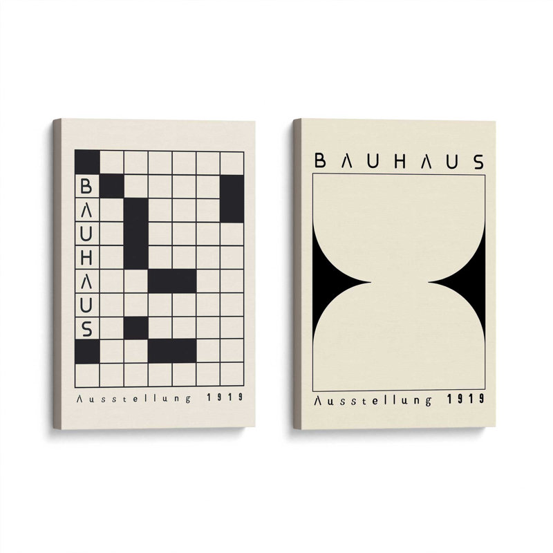 Ensemble de 2 impressions sur toile Bauhaus Grid & Balance, Toile tendue, Does Not Apply, H 31 po x l 48 po