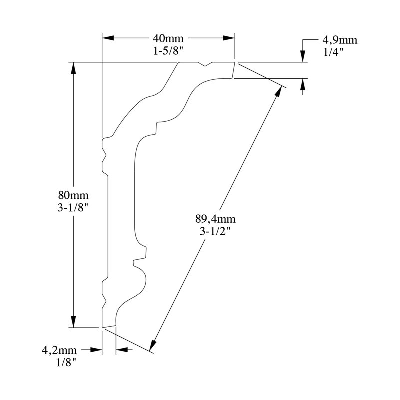 Primed White Polystyrene Crown Moulding 78-inch Length