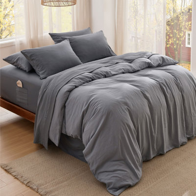 Bedsure Deep Pocket King Sheet Set - 6 Piece, Prewashed Ultra-Soft King Size Sheets Set, Fits Mattresses Up To 18 Inches Thick, Breathable & Secure Fit, Hotel Luxury Bedding, Grey