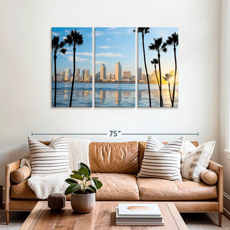 Silhouette du centre-ville de Sireci, San Diego, H 36 po x l 57 po